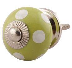 Pea Green Dotted Small Ceramic Drawer Knobs